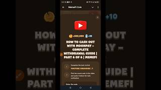 How to Cash Out with MoonPay – Complete Withdrawal Guide  Part 6 of 6  Memefi Youtube Video Code [upl. by Eve898]