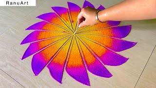 2 flower rangoli designs for diwali🌼navratri rangoli designs easy small🌼 best rangoli 🌼Ranu Art [upl. by Aruabea886]