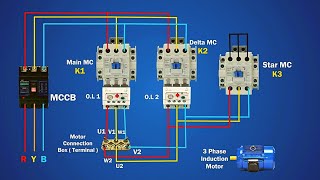 star delta contactor wiring  Star delta power digram Star delta power wiring [upl. by Seigler623]