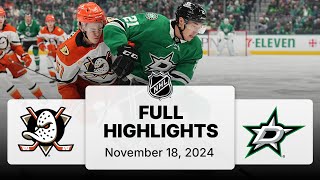 NHL Highlights  Ducks vs Stars  November 18 2024 [upl. by Lamori209]