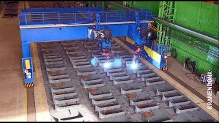 Panel Welding Gantry in operation  automated robot welding at shipyards [upl. by Hillinck747]