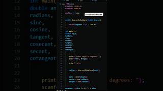 Trigonometric Degree to Radian Conversion in C language in VS Codecodequestcoding ytshorts [upl. by Standley]