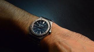 AP Royal Oak 15400 Blue dial  Review and wrist shot on 65quot wrist  Hafiz J Mehmood [upl. by Delphine]