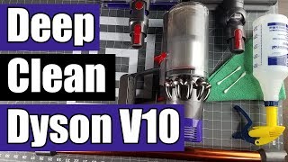 How to Deep Clean amp Maintain Dyson V10 Cordless Vacuum  Cyclones  Brush  Filters [upl. by Atiekal352]