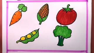 How To Draw Vegetables With Color Step By Step [upl. by Ramin]