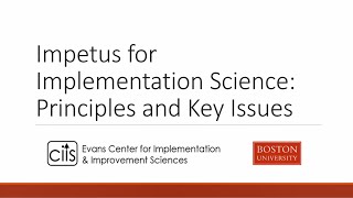 Implementation Science Education Series Seminar 1 Principles and Key Issues [upl. by Nongim]