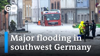 German Chancellor promises help to residents affected by worst flooding in decades  DW News [upl. by Haissem]