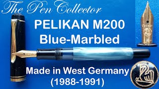 PELIKAN M200 Blue Marbled West Germany Fountain Pen Review [upl. by Novahc]