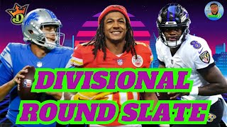 MASTERING THE DRAFTKINGS DIVISIONAL ROUND  DFS SLATE [upl. by Nanaek714]