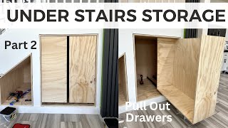 DIY Under Stairs Storage  Part 2  Building Pull Out Drawers and Installing Under Mount Slides [upl. by Judith]