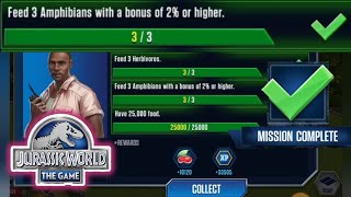 Jurassic World The Game Feed 3 Ambhibians with a Bonus of 2  or Higher Video no  2 [upl. by Berkin65]