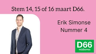 Erik Simonse Nummer 4 D66 Veldhoven [upl. by Elhsa]