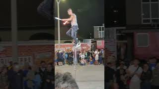 Unicycle Tricks Freestyle Juggling  Buskerfest Festival Carnival Waterloo Ontario Canada  Food [upl. by Mariko603]