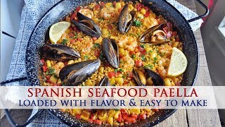 Authentic Spanish Seafood Paella Recipe  Colab With Best Bites Forever [upl. by Ardnuat]