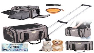 VEVOR Cat Carrier with Wheels Airline Approved Rolling Pet Carrier with Telescopic Review [upl. by Anais683]