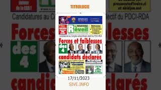 TITROLOGIE DE LACTUALITÉ IVOIRIENNE DU  17112023 [upl. by Tammany]