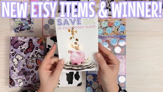 NEW ETSY ITEMS  amp Winner of My Save 5K In Your Piggy Bank Savings Challenge Book [upl. by Oiluj491]