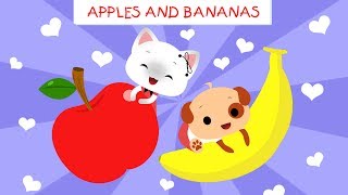 Apples and Bananas with lyrics  Vowel song  Songs for children  Songs for kids  Boo and Lily [upl. by Nola910]