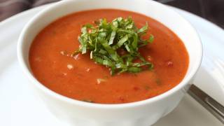 Gazpacho Recipe  Cold Tomato Cucumber Pepper Soup [upl. by Ewall]