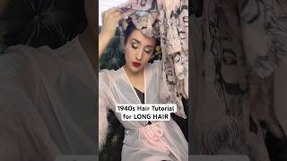 1940s Hair Tutorial for long hair 🌹 1940shair vintagehair shortscreator fyp [upl. by Onavlis480]