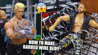 HOW TO MAKE BARBED WIRE BED FOR WWEAEW ACTION FIGURE [upl. by Sucramej436]