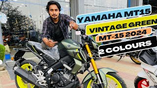 Yamaha mt15 Vintage green and Cyan storm black is here 2024 model a complete review mt15 yamaha [upl. by Shandy]