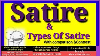 What is satire Definition amp types of Satire Juvenalian Satire Horatian Satire Menippian Satire [upl. by Hax]