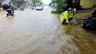 Draining Flooded Streets Clearing Blocked Storm Drains [upl. by Risa490]