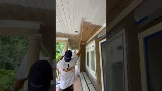 Priming a Wood Porch Ceiling sherwinwilliams exteriorpainting primer graco [upl. by Nhaj]