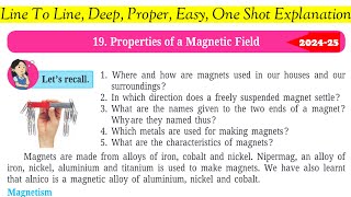 Properties of a Magnetic Field Chapter 19 Science 202425 Maharashtra Board Class 7 One Shot in Hi [upl. by Mansur]