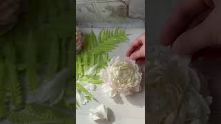 how I made peony flower with clay  handmade flower from cold clay handmade polymercraft [upl. by Farmer]