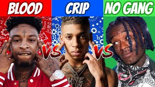 BLOOD RAPPERS vs CRIP RAPPERS vs NO GANG RAPPERS 2021 UPDATED [upl. by Nadia847]