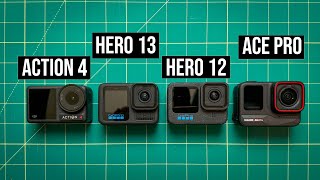 GoPro Hero 13 vs Hero 12 vs DJI Action 4 vs Insta360 Ace Pro [upl. by Analat]