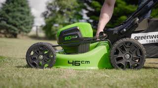 Greenworks 60V 46cm Self Propelled Lawnmower  Screwfix [upl. by Olnton]