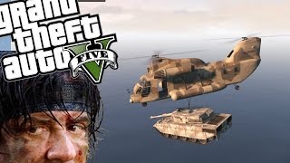 GTA V  O INCRIVEL CARGOTANQUE E A GUERRA DO RAMBO [upl. by Rivi146]