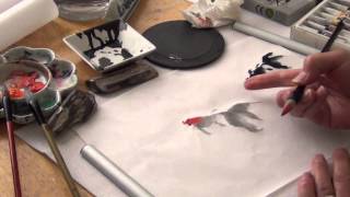 How to Paint Goldfish with Henry Li in a Chinese Brush Painting Workshop [upl. by Egwin]