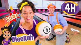 Meekah amp Blippi Go Bowling  4 HOURS OF MEEKAH  Educational Videos for Kids [upl. by Woermer]