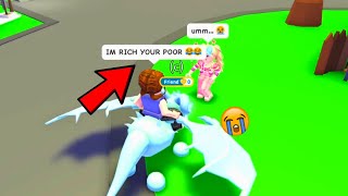 Flexing on RANDOM PEOPLE as a MEGA RICH BACON in Adopt Me AWKWARD [upl. by Merwyn]