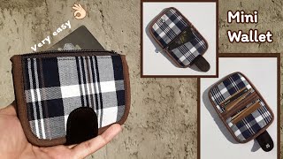 DIY Mini Wallet  bag sewing tutorial making card wallet 》آموزش کیف پول [upl. by Lisabet783]