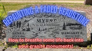 Repainting a faded headstone [upl. by Ellenrad]