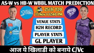 AS W vs HB W Dream 11 Prediction  AS W vs HB W Dream 11 Team Prediction Today Match [upl. by Noiro]