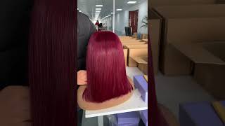 Wear and go Red Color Wig 😍 99jcolorwig colorbob janssonhair wearandgowigs gluelesswig [upl. by Christye]