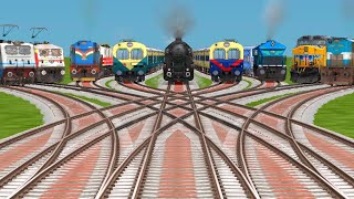 EIGHT RAILGADI 🎰 CROSSING AT DAIMOND RISKY RAILROAD TRICKS CORVED BRANCHEDtrain classic 2024 [upl. by Andi]