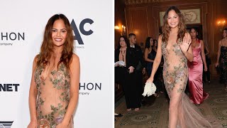 Chrissy Teigen Makes a Statement at ACE Awards 2024 in NYC with SeeThrough Dress [upl. by Atinid]