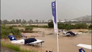 Inundación aeropuerto de la Axarquia por desbordamiento río Benamargosa 13 noviembre 2024 [upl. by Anes262]