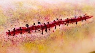 FX MAKEUP SERIES Infected Stitches Using 3rd Degree [upl. by Karlis510]