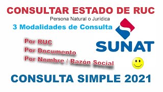 COMO HACER LA CONSULTA DE RUC  Por RUC  Por Documento DNI  Por Nombre  Razón Social  SUNAT 2021 [upl. by Werda]