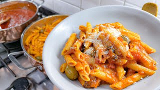 Cooking Two Kinds of Tomato Sauces Amatriciana amp Arrabbiata Pasta [upl. by Uuge]