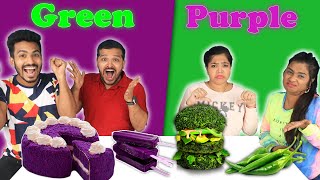 Extreme Green Vs Purple Food Eating Challenge  Hungry Birds [upl. by Kassia]