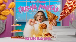 Trisha Paytas Mukbang Spaghetti  Pizza  Chicken Nuggets amp MORE  FASHION NOVA [upl. by Poucher927]